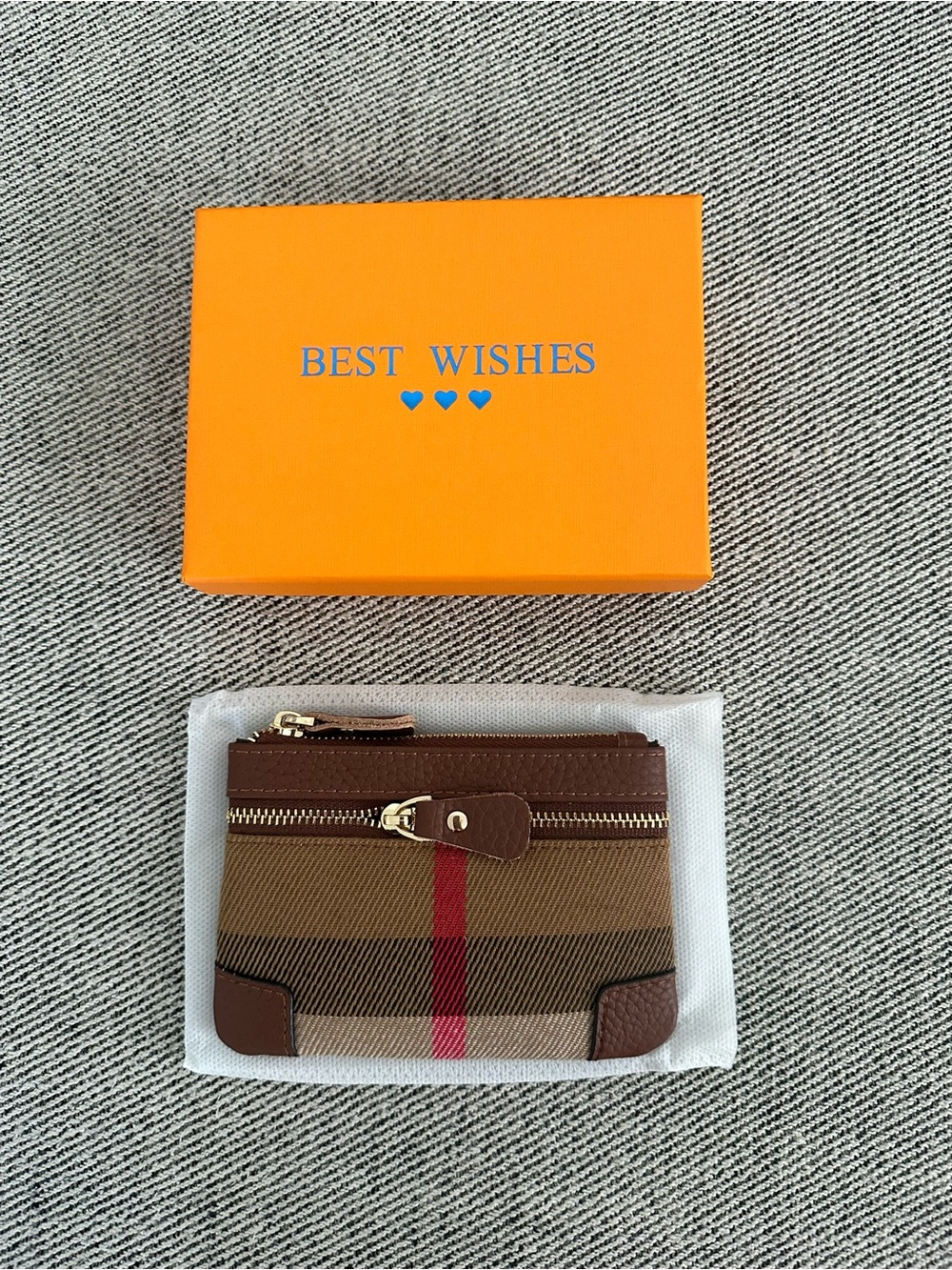 Classic Plaid Coin Purse Wallet with Gift Box
